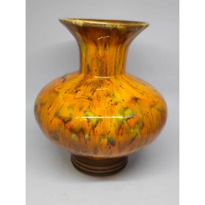 Mid-century stoneware lava vase burnt orange-image