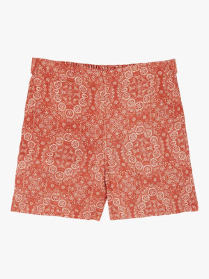 Ex Fat Face Women's Mid Rise Linear Batik Linen Shorts in Mid Orange  100% Linen-image