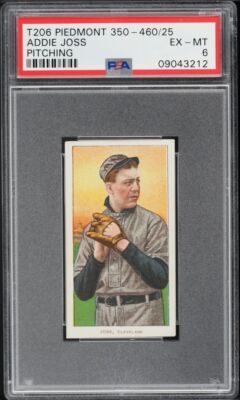1909-11 T206 Addie Joss HOF PITCHING, PIEDMONT 350-460/25 PSA 6 EXMT (PWCC-A)-image