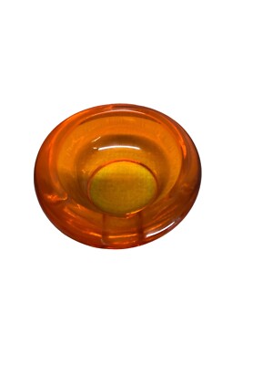Vtg Glass Orb Ashtray Persimmon Orange Mid Century Modern Atomic Globe-image
