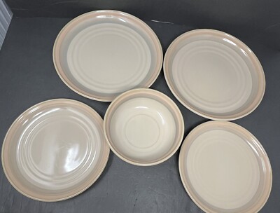Noritake Stoneware Sunset Mesa Taupe 2 Dinner & 2 Salad Plates 1 Cereal Bowl-image