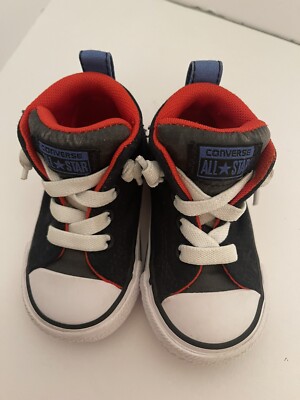 Converse Chuck Taylor All Star Mid Toddler Shoe Size 4 Navy Blue White Orange-image