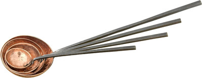 Creative Co-Op Farmhouse Textured Copper Ladles with Metal Handles, -image