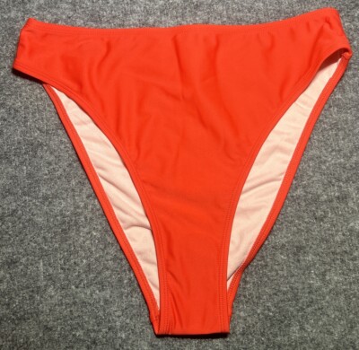 NWT CUPSHE-  Bright Orange Bikini Bottom Mid-Waist Bathing Suit - Size Medium-image