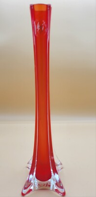 Orange Cased Art Glass Vase 12