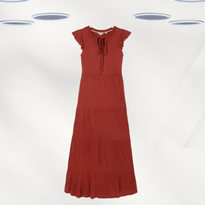 Fat Face Women's Viscose Jaipur Jersey Maxi Dress In Mid Orange Rust (Defect)-image