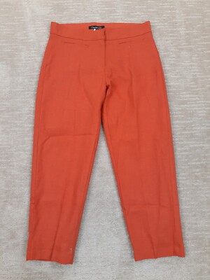 Chadwicks Pants Women's 6 Orange Linen Blend Crop Capri Mid Rise Career Casual-image