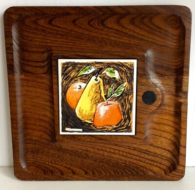 FRED PRESS, CHEESEBOARD, SQUARE, APPLE PEAR ORANGE, MID-CENTURY-image