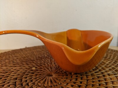 Vintage MID CENTURY MODERN Orange Ceramic GRAVY BOAT-image