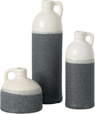 Sullivans Jug Vase Set, Two Tone White and Grey Texture Farmhouse Decor for Your-image