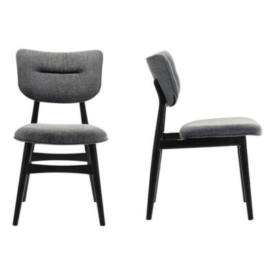 Omax Decor Joss Solid Wood Dining Chairs in Gray Fabric Upholstery (Set of 2)-image