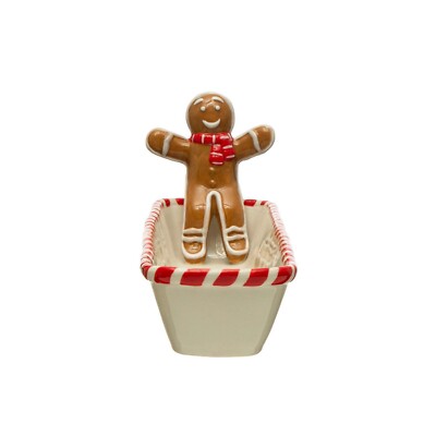Creative Co-op - Cracker Dish with Sitting Gingerbread Man - XS2246-image