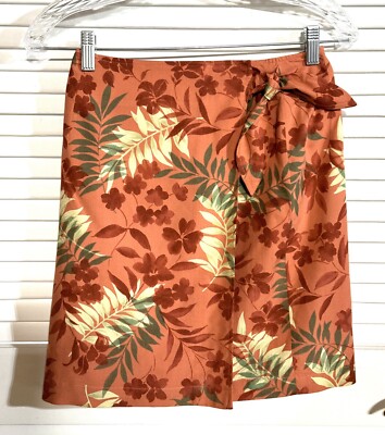 Charter Club Tropical Wrap Mini Skirt Petite Size 2 Women Rayon Orange-image