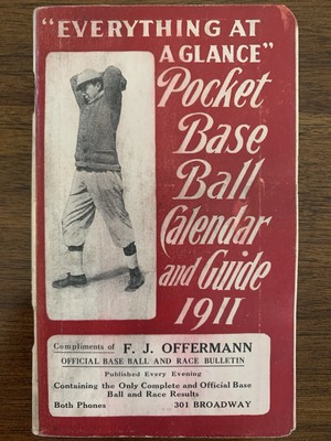 1911 Everything At A Glance Pocket Baseball Calendar And Guide Addie Joss Cover-image