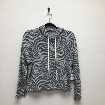 La La Land Creative Co. Womens Cropped Hoodie Gray Pullover Animal Print M New-image