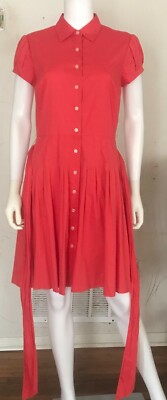Women Medium Orange-Pink Button Up Dress -image
