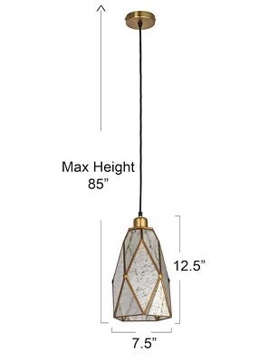 Creative Co-Op Antiqued Mirrored Glass Pendant Light w Gold Framework Design-image