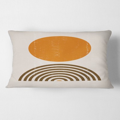 Designart 'Abstract Minimal Orange Sun and Rainbow I' Modern-image