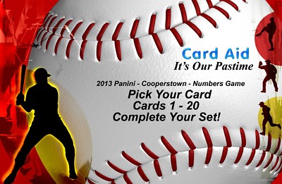 2013 Panini Cooperstown - Numbers Game - Cards 1-20 - Complete Your Set - Mint-image