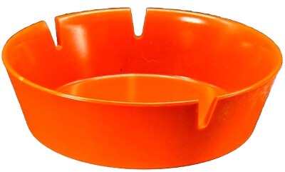 Mid Century Modern Ashtray Melamine Bright Orange Paintbrush Holder USA-image