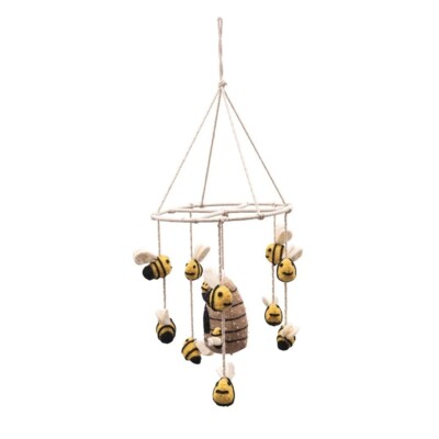 Baby Mobile Wool Felt Bee Beehive Hanging Nursery Decor Gift Creative Co-Op-image