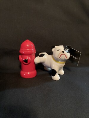 Creative Co-op Stoneware Hand Painted Dog & Hydrant Salt & Pepper Shakers-image