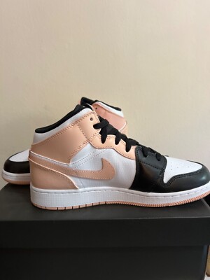 Size 7Y - Jordan Air 1 Mid GS New in Box, White/Black/Crimson Tint-image