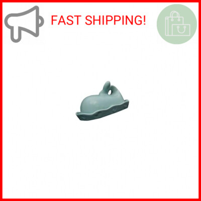 Creative Co-Op Aqua Blue Whale Shaped Butter Dish-image