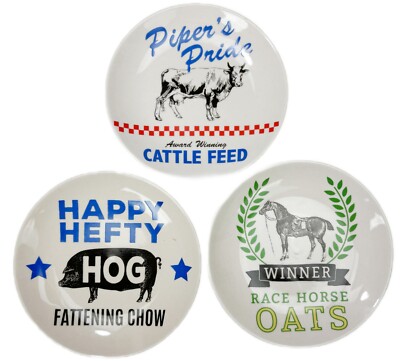 3 Creative Co Op Small Plates Snack Appetizer Trinket Tray Cow Horse Hog-image