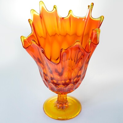 Murano Glass Vase Mid-Century-Orange-image