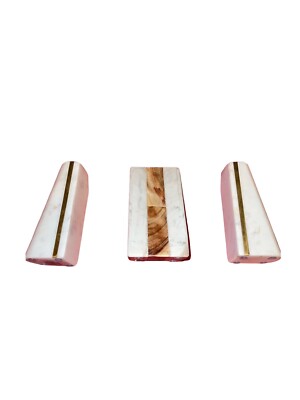 Main + Mesa Geometric Marble Bookends with Brass Inlay White Set of 3-image