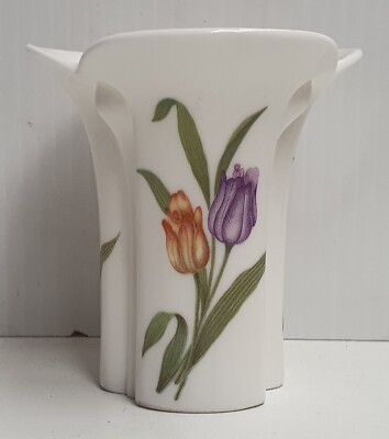 Orange and Purple Tulip Ceramic Bud Vase 7.5cm Tall x 7cm Wide-image