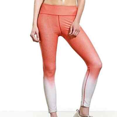 Vie Active Coral Ombre Grid Rockell Legging Size S Mid Rise Yoga Pilates Stretch-image