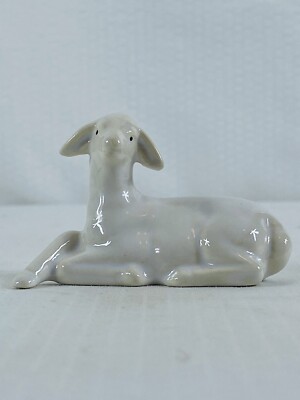Creative Co-op White Lamb Only for Nativity Set - Ceramic Stoneware 2 3/4” Long-image