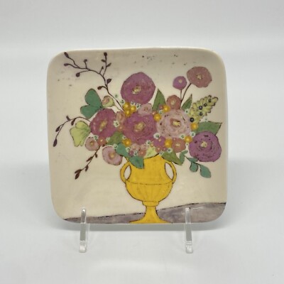 Creative Co-Op Little e Studio Trinket Tray Jewelry Dish Flower Floral Vase-image