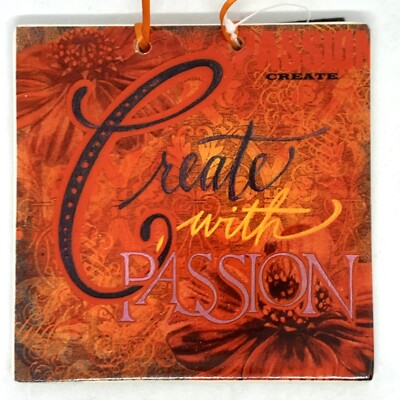 Creative Co-Op Elizabeth Tipton Art Tile CREATE WITH PASSION Red Orange Fall NWT-image