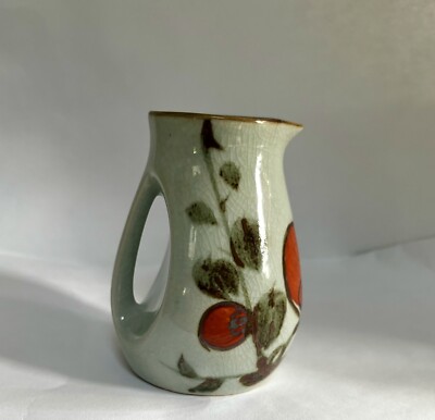 Vintage Japan Sake 10 oz. Pitcher Gray w/ Orange Tree  Mid-Century Modern Retro -image