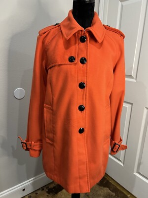 Womens Orange Studium Pea Coat Size L By Worthington I-7-image