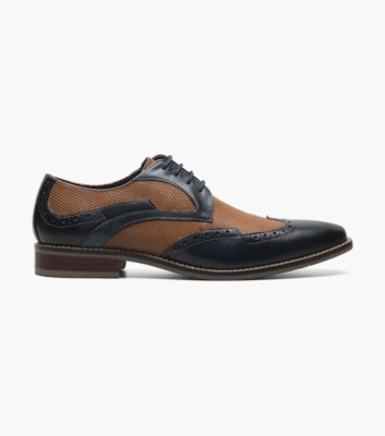NIB Stacy Adams Joss Wingtip Oxford in Navy Multi-image