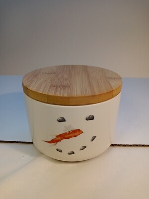 CREATIVE CO-OP Stoneware Snowman Canister with Bamboo Lid, 3.5