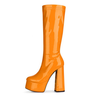Womens Mid Calf Boots High Block Heels Zipper Platform Round Toe Dress Shoes New-image