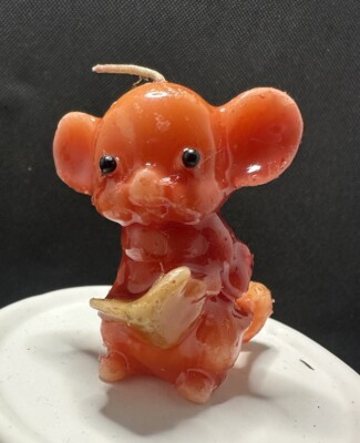 Vintage Burnt Orange Mice Mouse Candle Wax Decor Reading Book 2.5