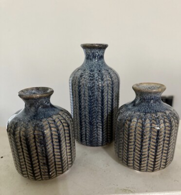 Creative Co-op Three Set Of Small Stoneware Bottles Decor Vintage-image