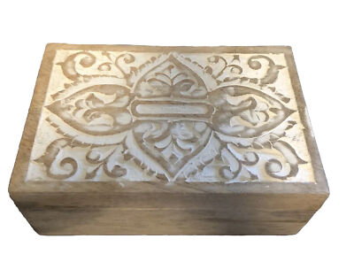 Pair Of Decorative Wood Boxes Creative Co-Op Whitewashed Natural Mango Wood-image