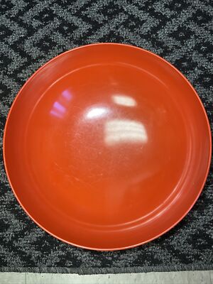 Vtg MCM PROLON Salad Mixing Orange Plastic Footed Bowl MCM 11” Diameter-image