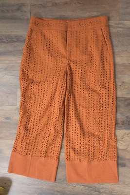 Zara Women’s L. Orange Crochet Wide Leg Crochet Fashion Pants-image