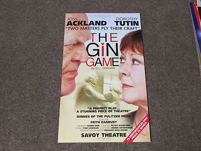 Joss ACKLAND & Dorothy TUTIN in the GIN Game by DL Coburn SAVOY Theatre Poster-image