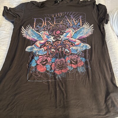 La La Land Creative Co Womens T Shirt  Top Gray The Dream Tour 1978 Scoop S New-image