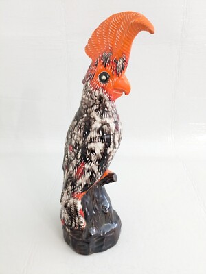 Vintage Brown, White, & Orange Ceramic Cockatoo Mid Century 13 1/2”-image