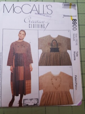 Vintage McCalls Pattern 8900 Creative Clothing Embellished Dresses Sizes 12 14 -image